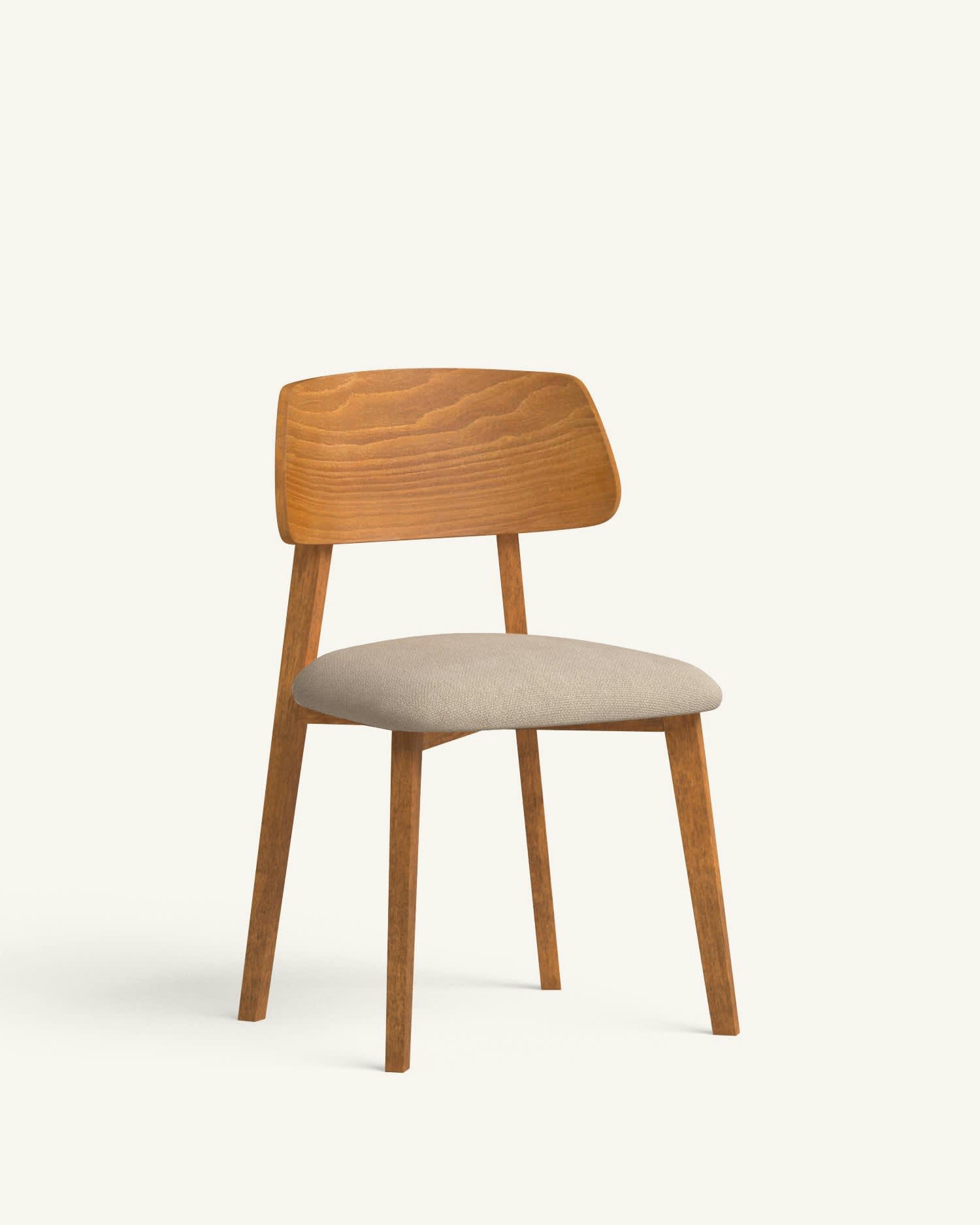 MORA - 2 Chaises en tissu recyclé en couleur brun clair