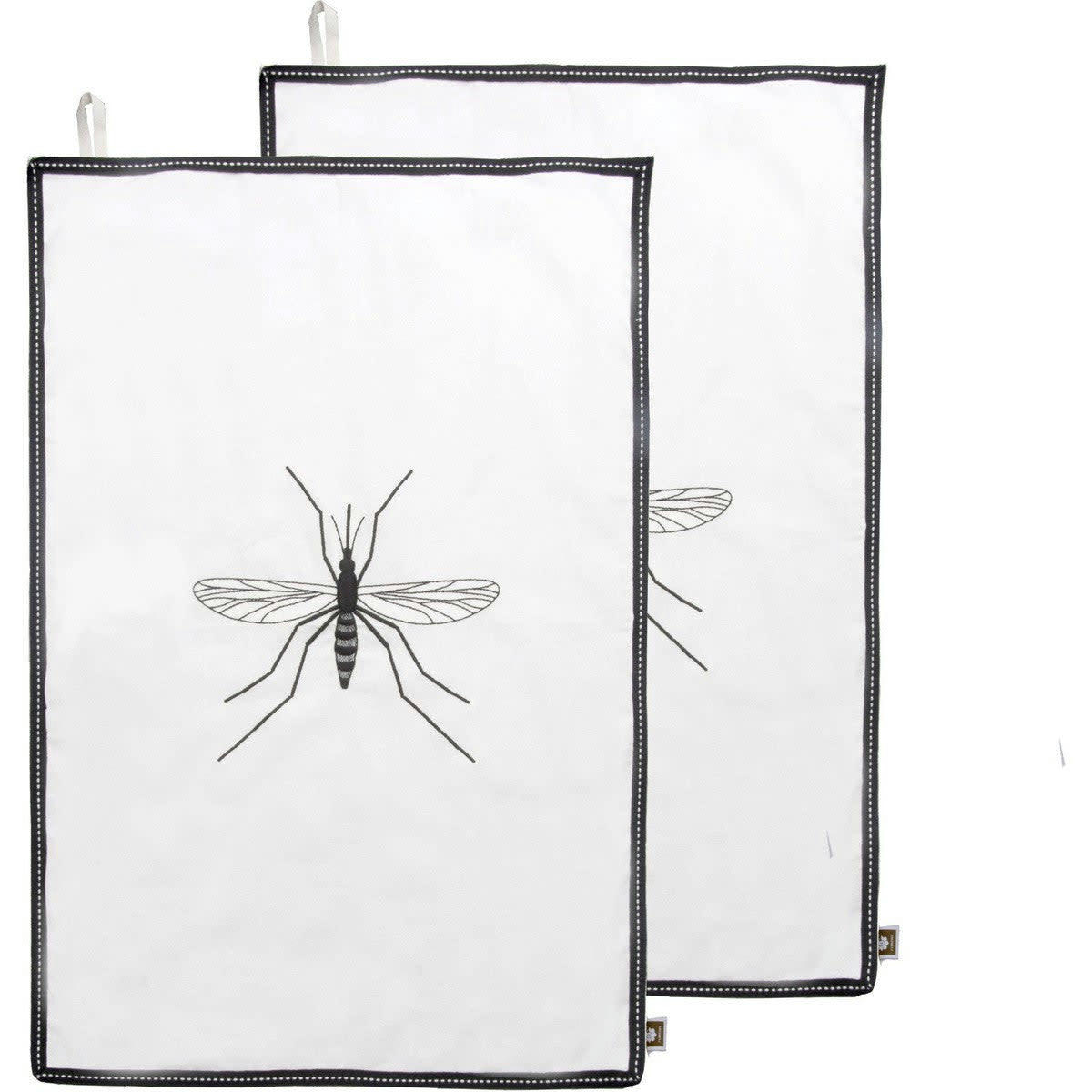 MOSQUITO - Torchons (x2) coton  50x75 blanc / noir