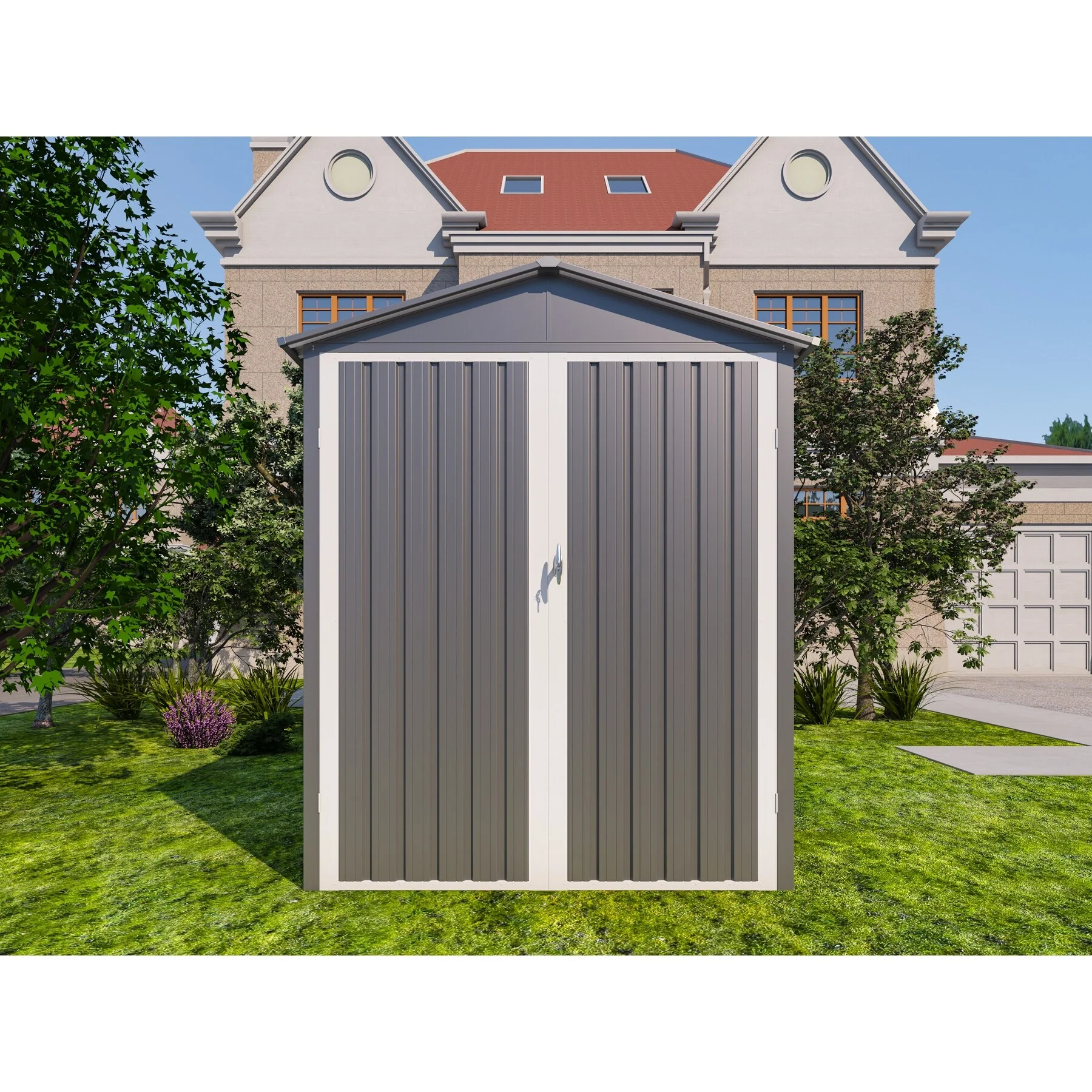 GDFStudio - Ethan Marshall Durable Motorcycle Outdoor Storage Shed with Window and Spacious Design