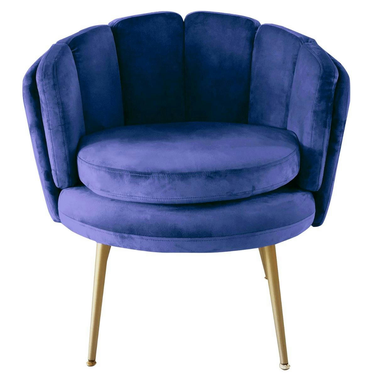 BRENDA - Fauteuil arrondi velours bleu