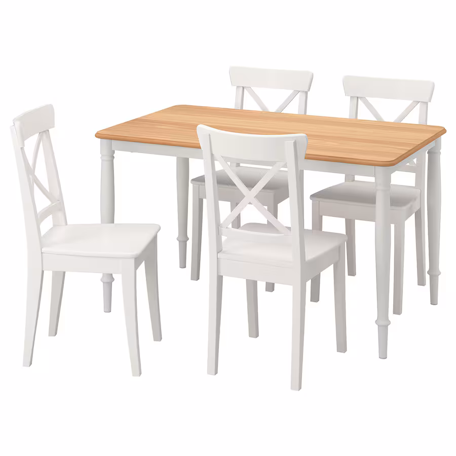 DANDERYD / INGOLF Table and 4 chairs, black/Nolhaga gray-beige, 51 1/8 