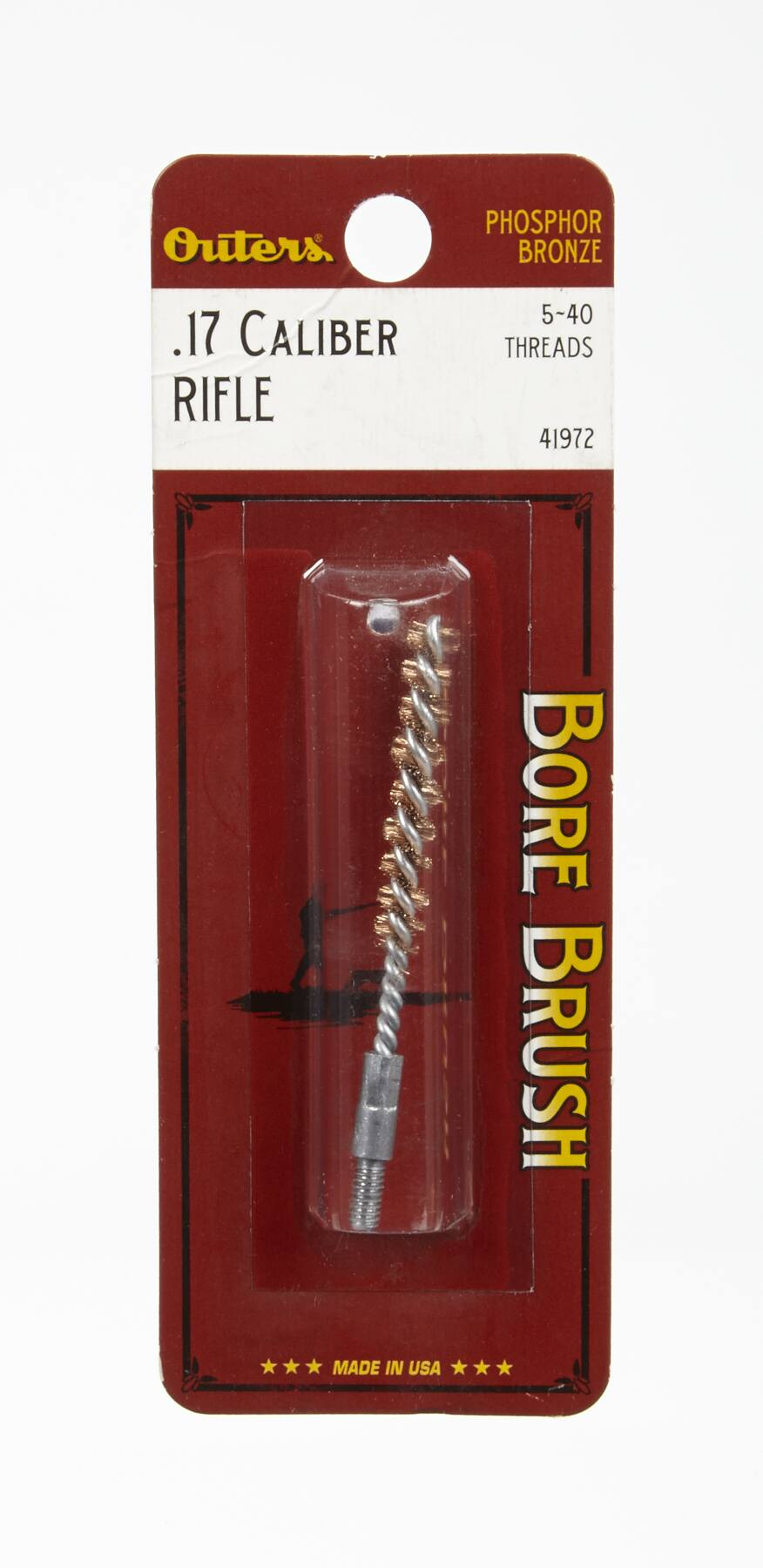 Hoppe's Phosphor Bronze Hunting Rifle Bore Cleaning Brush, .17cal (Male End) - Rifle