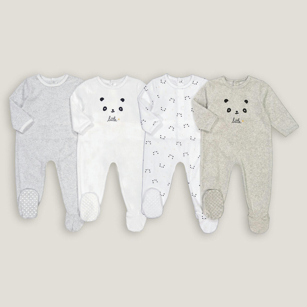 Lot de 4 pyjamas 1 pièce en velours