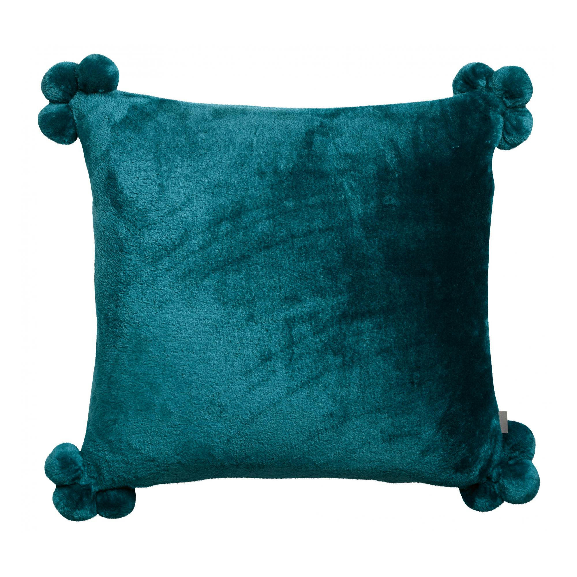 TENDER POMPONS - Coussin Tender pompons en polyester paon 45 x 45