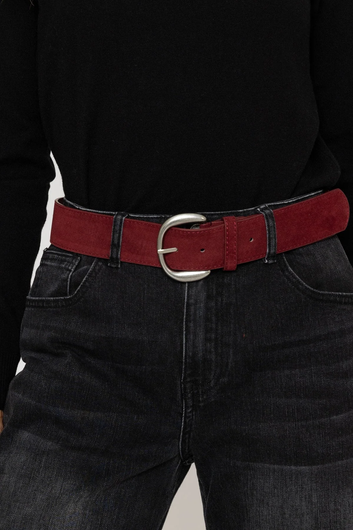 Burgundy Faux Suede Belt