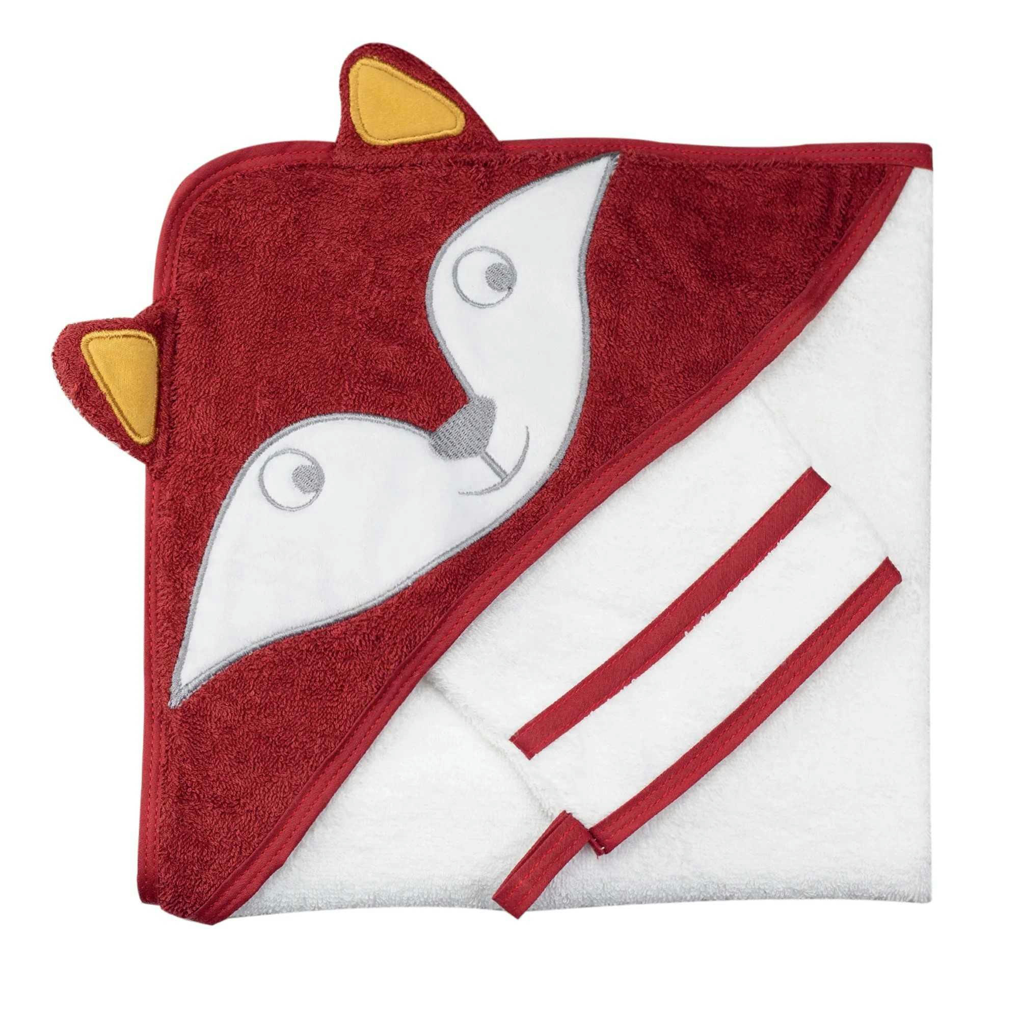- Cape de bain renard bébé 70X70 cm Rouge