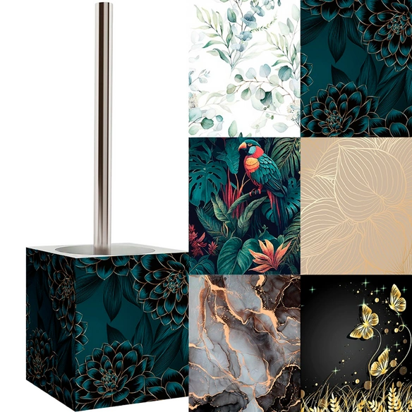 WC-Bürste »Dahlien«, H 37 cm, Blau, Rechteckig