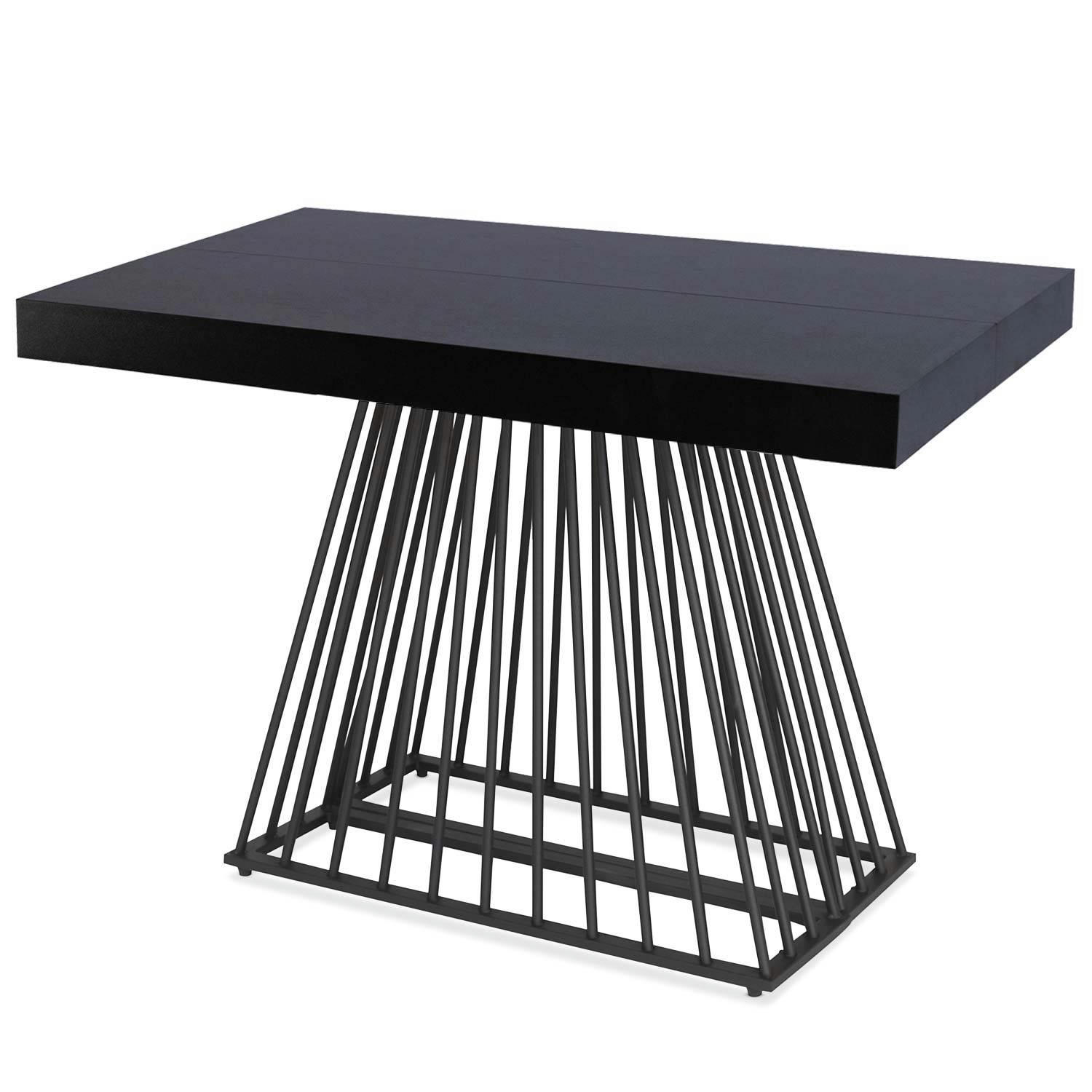 FACTORY - Table extensible noir pieds noir
