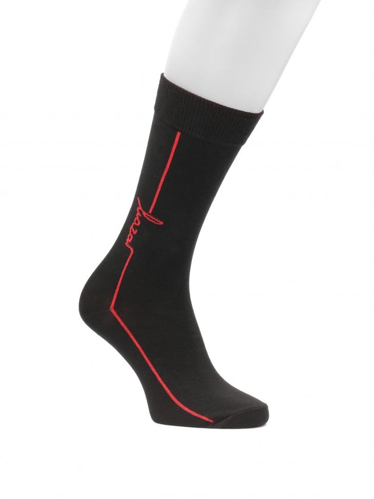 Black socks with contrasting stripe and logo