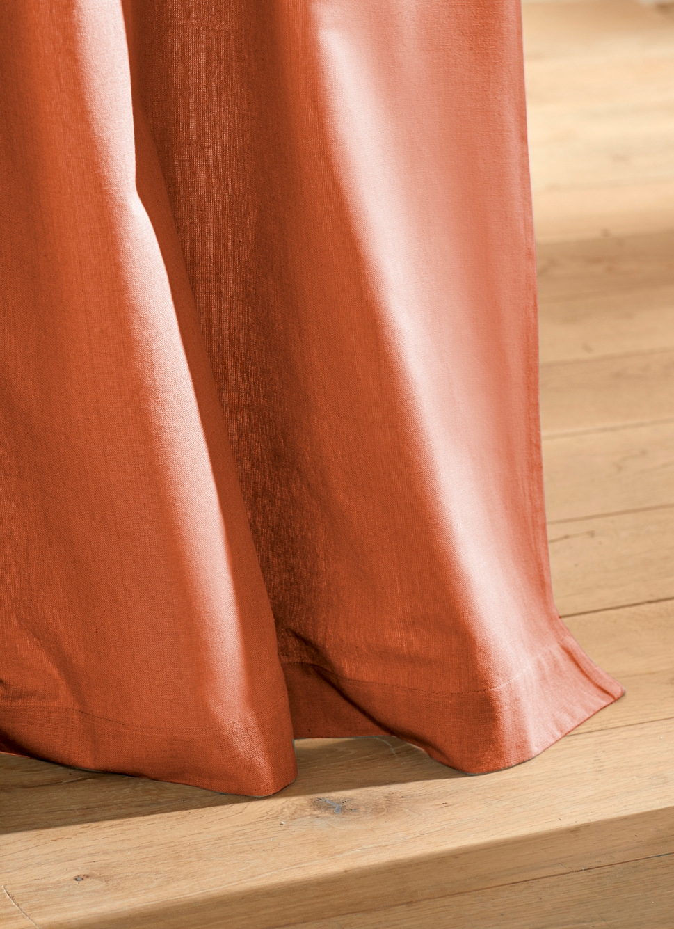 RIDEAU EN COTON ÉPAIS UNI ARGILE ROUGE