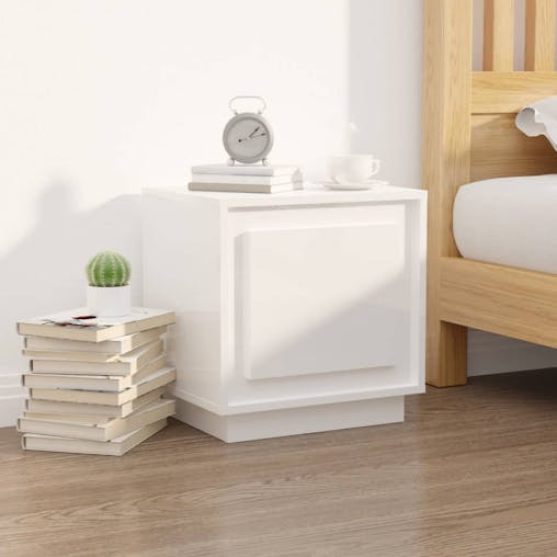 NNEVL Bedside Cabinets 2pcs HighGlossWhite 44x35x45cm EngineeredWood