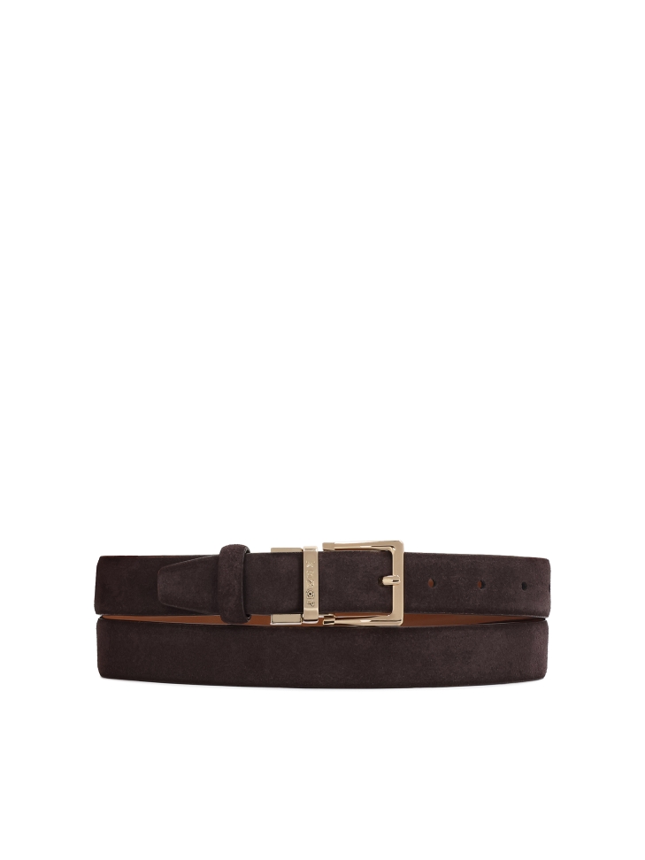 Leather double-sided belt in shades of brown