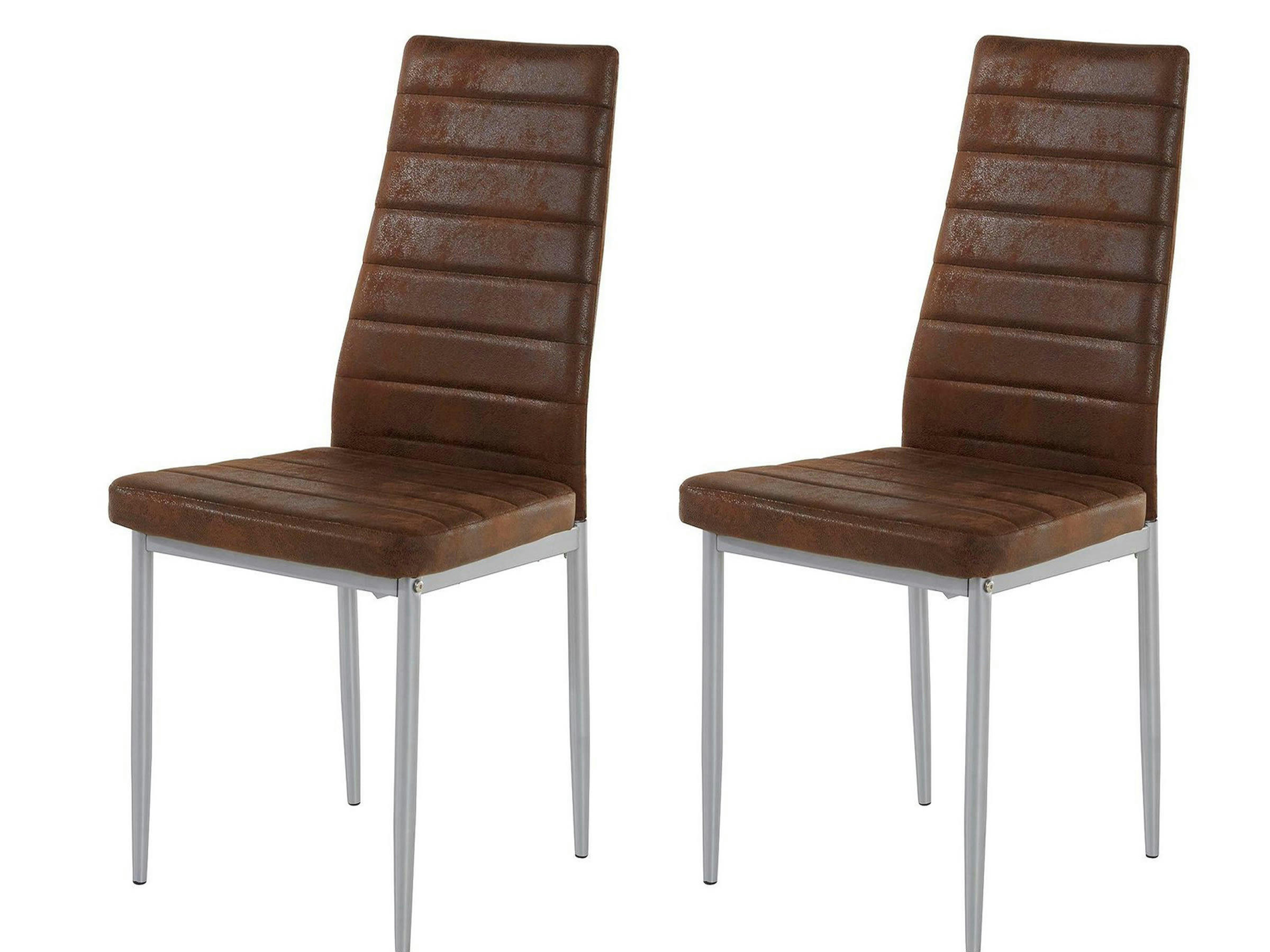 KATE - Lot de 2 chaises de salle à manger rembourrées en microfibre marron