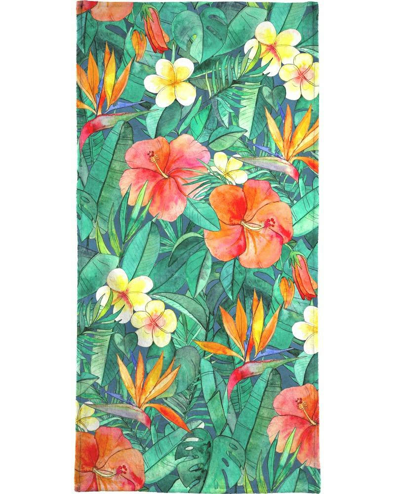 CLASSIC TROPICAL GARDEN - Serviette de bain en éponge-velours en multicolore & vert 70x140