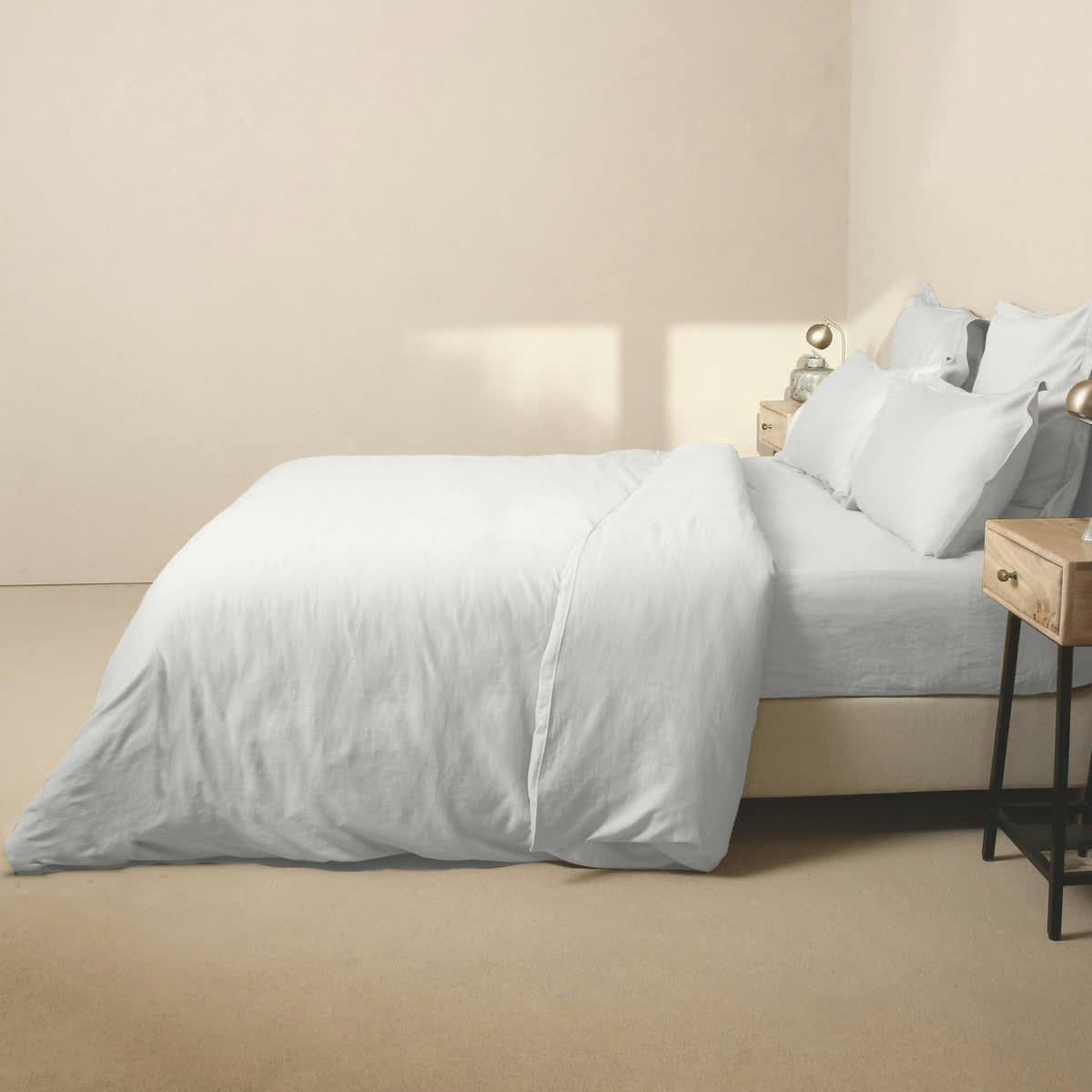 JULIA - Drap housse satin de coton  160x200x30 blanc