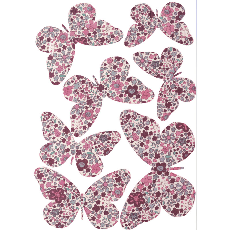 Planche de stickers 3D Papillons Liberty Louise