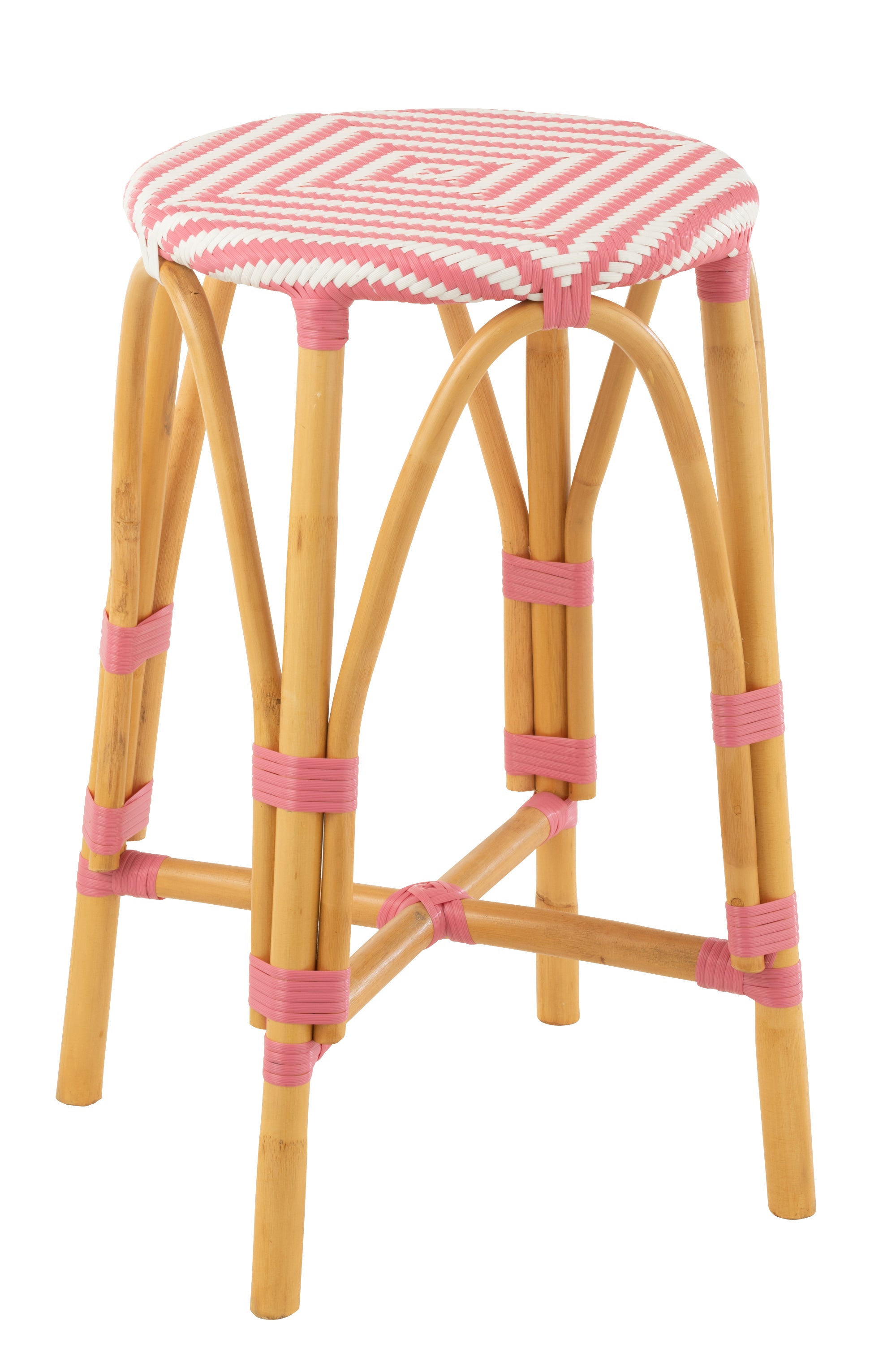 J-Line barkruk Live - rotan/kunststof - naturel/roze