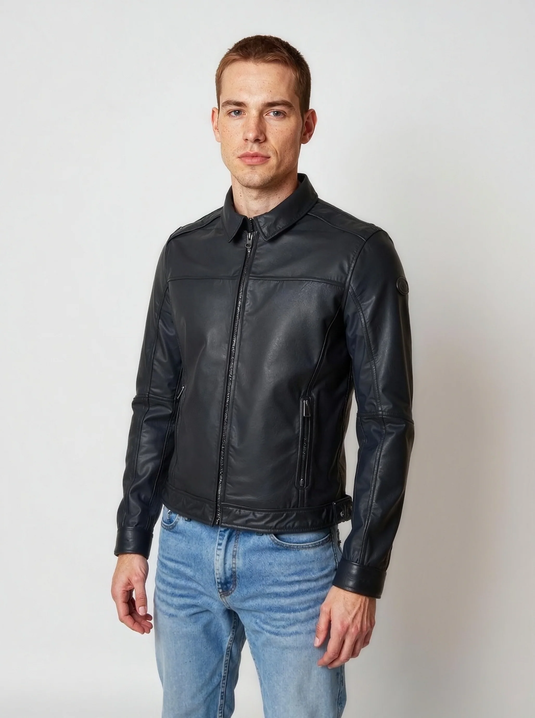 Veste vintage noire en cuir BODDY