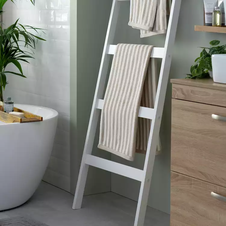 Habitat Neutral Stripe Bath Towel