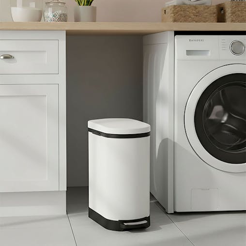 SOGA 4X Stainless Steel Foot Pedal Bin U Shape White 10L