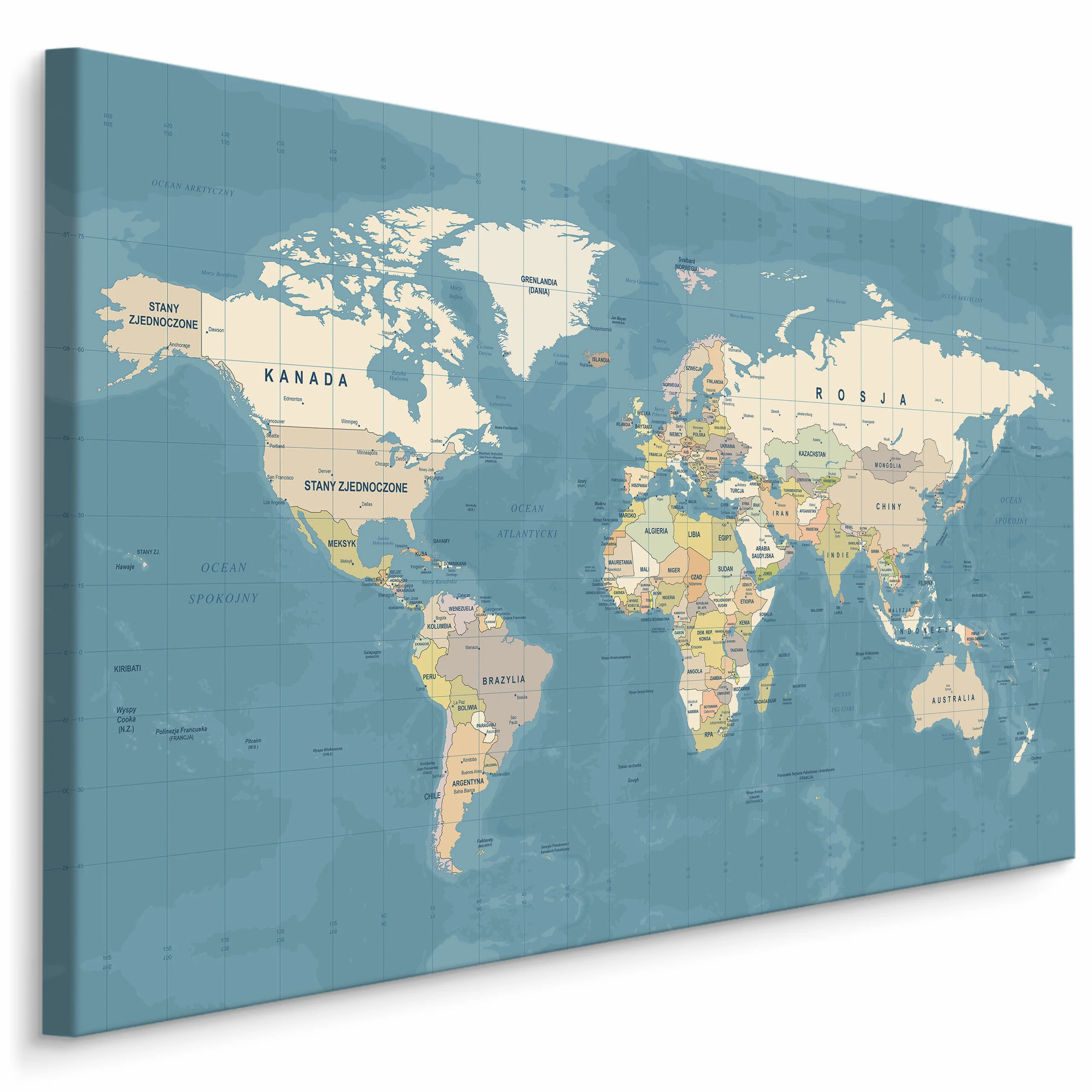 Obraz Polityczna Mapa Świata 30x20cm