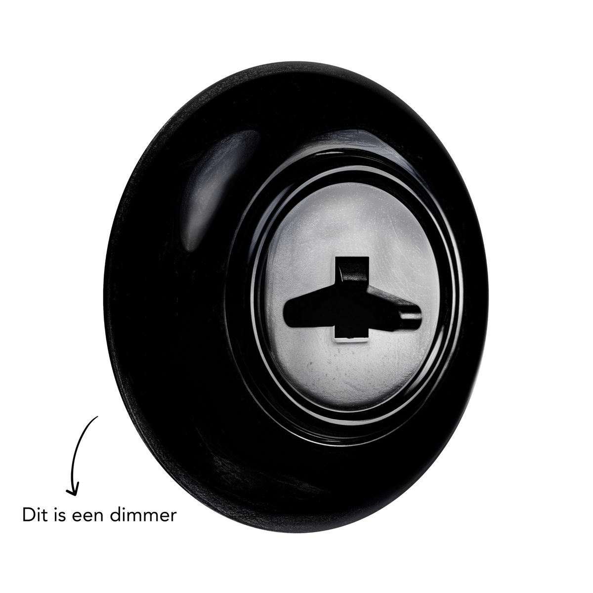 De Oude Schakelaar dimmer - mat zwart - rond