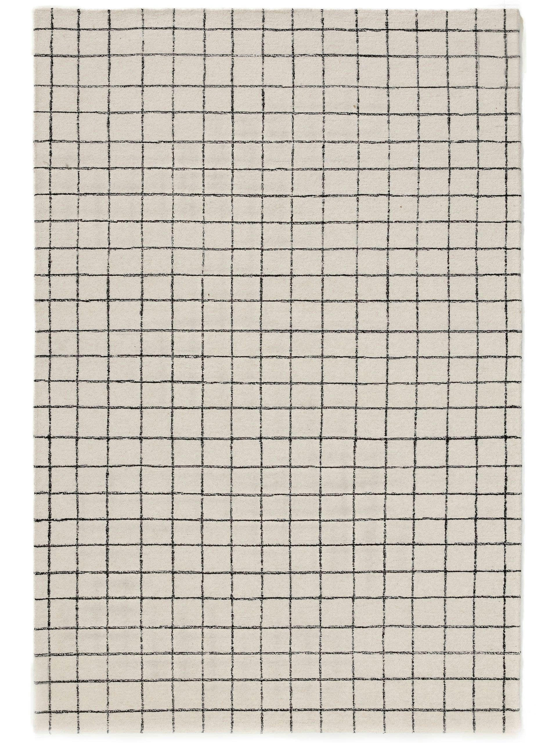 GRID - Tapis de laine noir & blanc 200x300