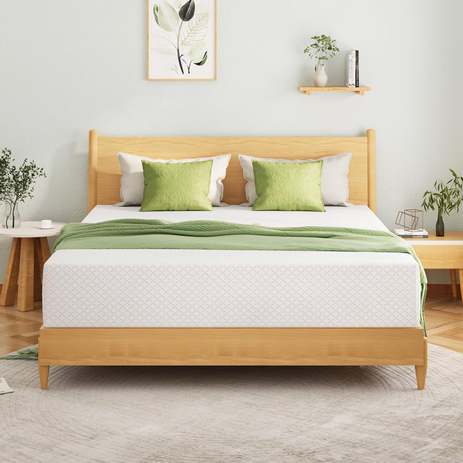 EGOHOME King Size Memory Foam Mattress, 12 Inch Bed Mattress in a Box with Cooling Green Tea Gel, Relieve Pressure with Medium Firm Support, CertiPUR-US Certified, 80''L x 76''W, White