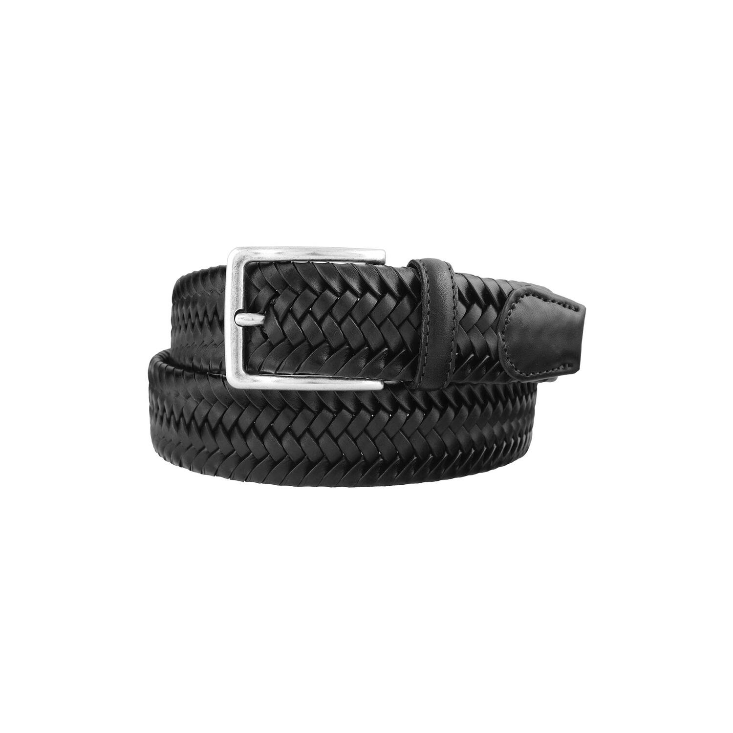 Sort elastisk l&aelig;derfletb&aelig;lte, black