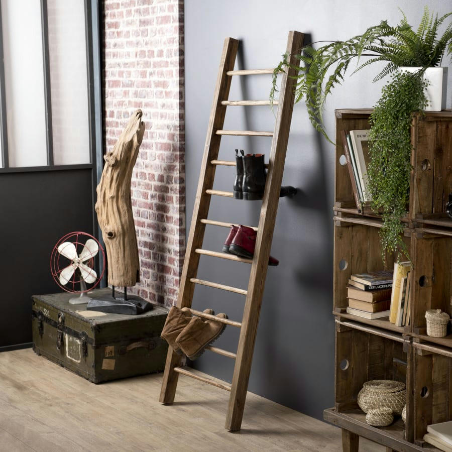 NOLAN - Porte-serviettes porte-chaussures esprit brocante bois recyclé