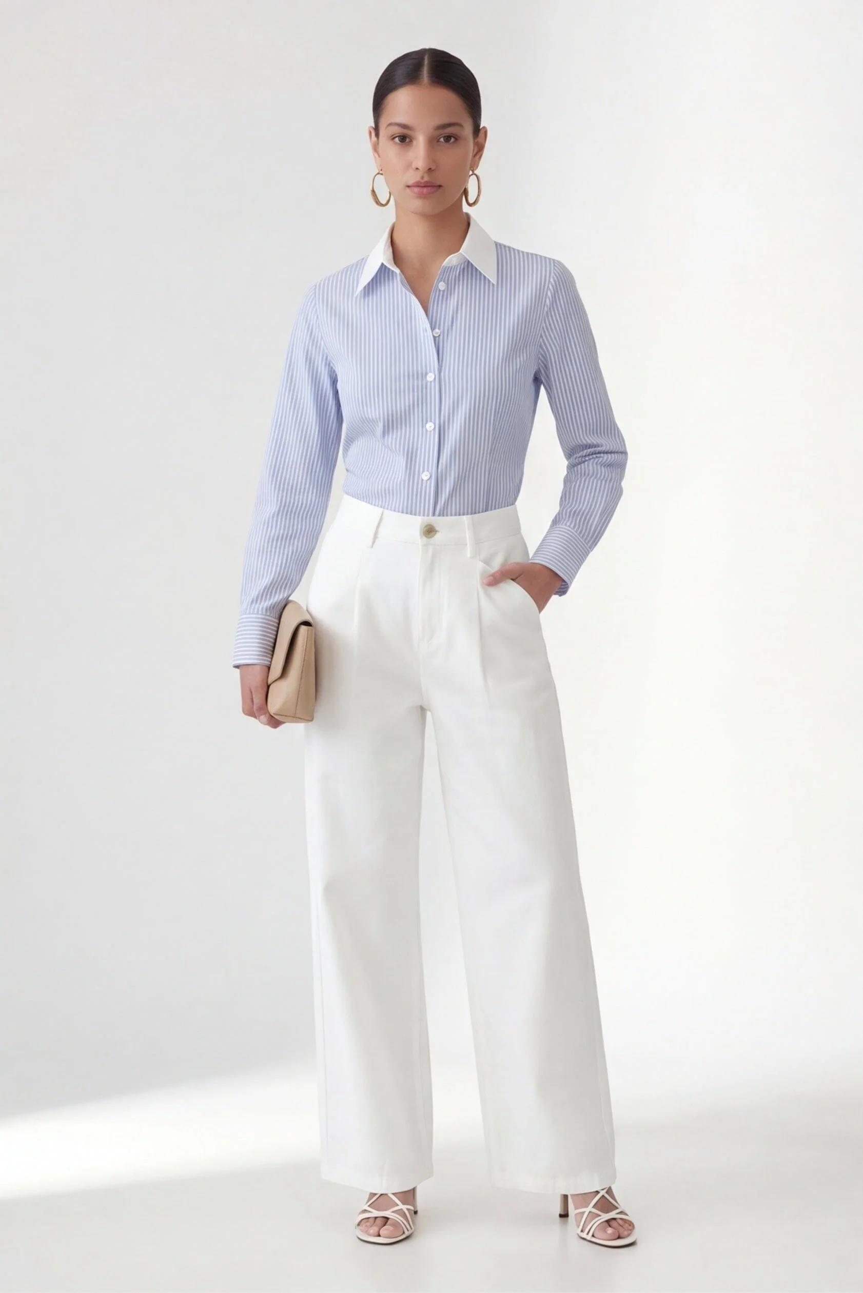 CHEMISE COTON - CASSIUS - BLEU CLAIR/BLANC