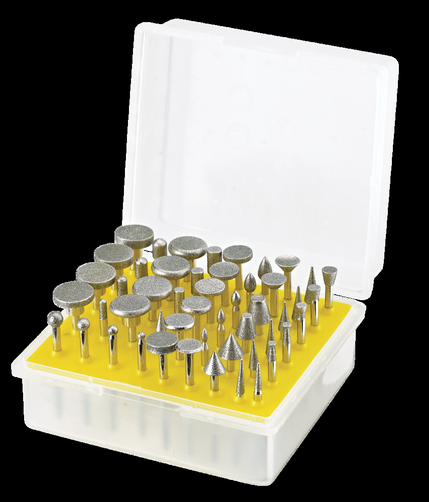 Mastercraft Multi-Purpose Diamond Coated Burr Bit Set with Storage Case For Rotary Tool, 50-pc