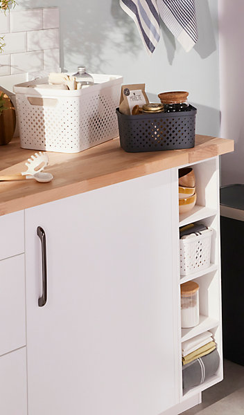 Panier de rangement rectangulaire, 1.5 L, gris, L.16,5 x l.12,5 x H.9 cm, Sundis Pixel
