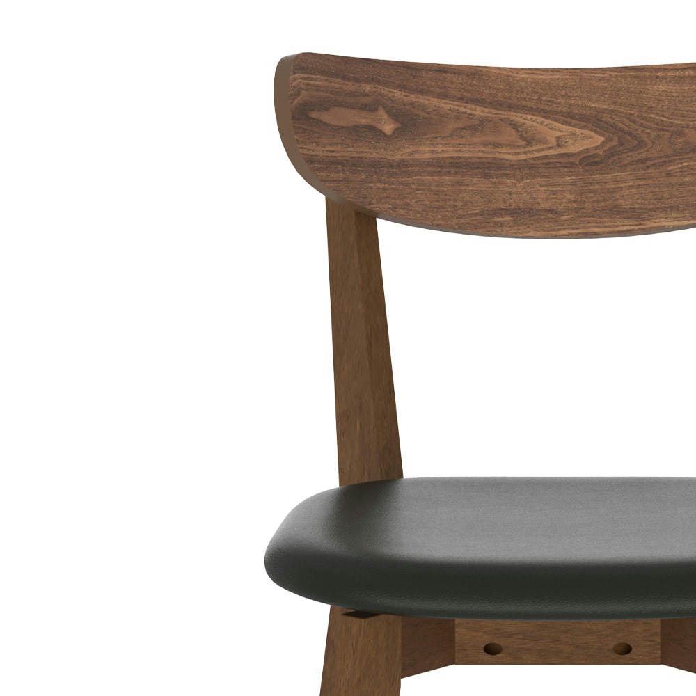 TABATA - Chaise en cuir synthétique noir et bois de frêne (lot de 2)