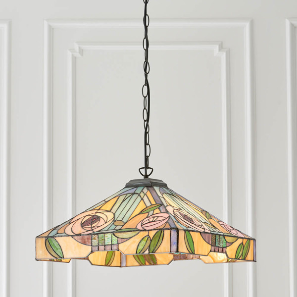 Lampa wisząca WILLOW róże brązowa 3xE27x40W IP20 Tiffany