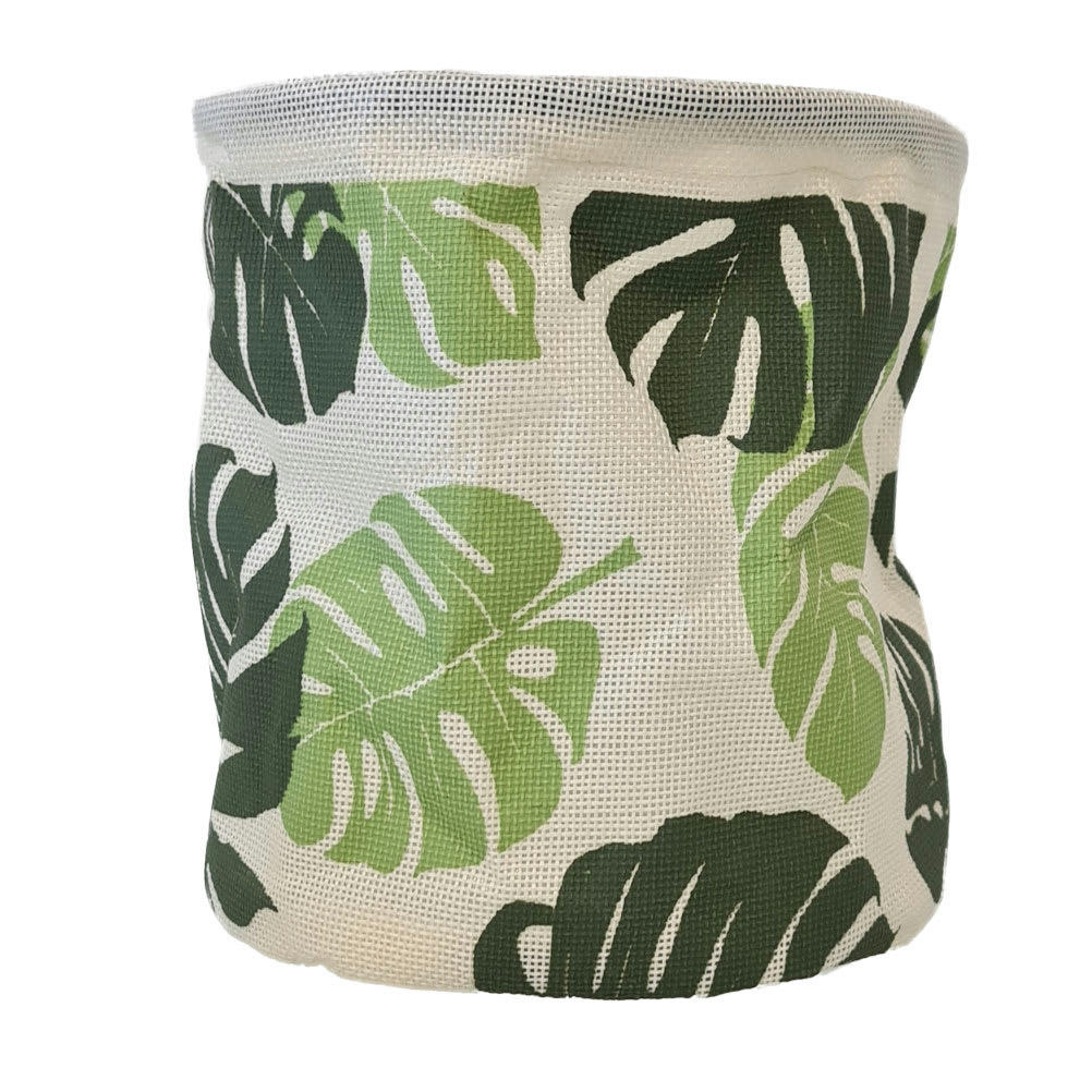 MONSTERA - Corbeille de rangement toile imprimée H15,5cm