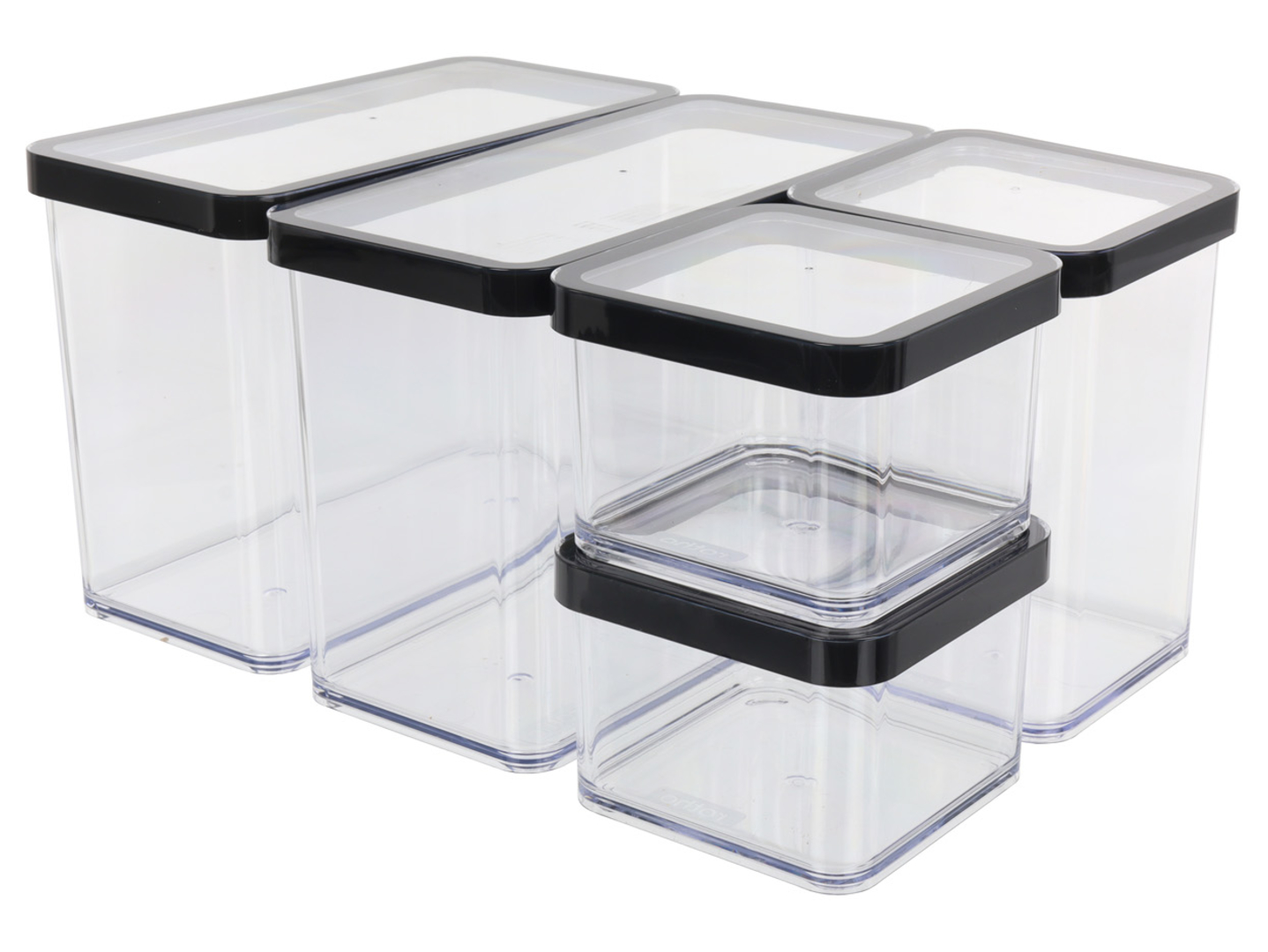 Zestaw pojemników na żywność Loft Black 5 szt. 2x0,5l   2x2,1l   1l