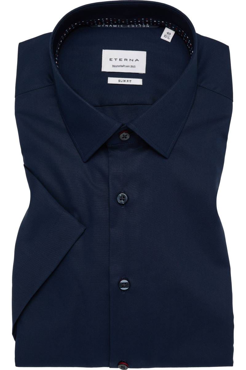 ETERNA Slim Fit Hemd marine, Einfarbig