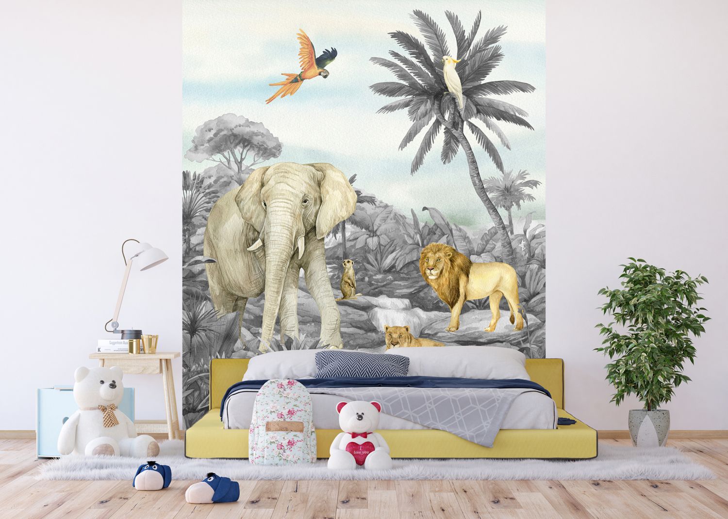 Sanders & Sanders fotobehang jungle dieren grijs - 270 x 225 cm - 601204