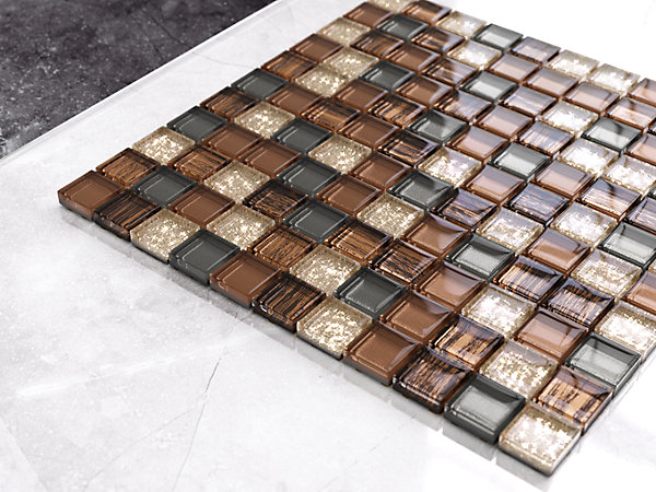 Mosaïque en verre sur filet pour salle de bain ou cuisine 30 cm x 30 cm - Old school