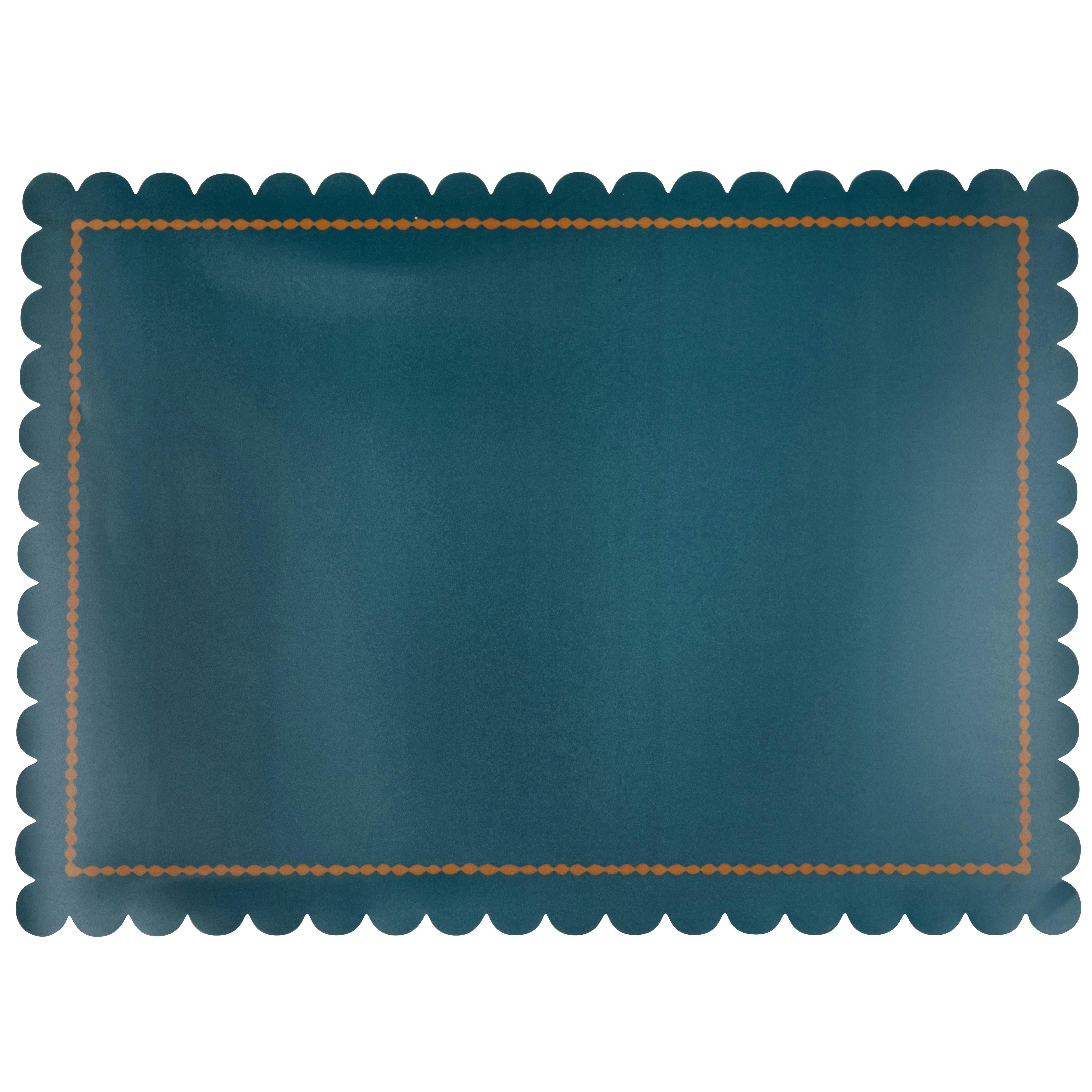 - Set de table réversible bleu canard et rouge