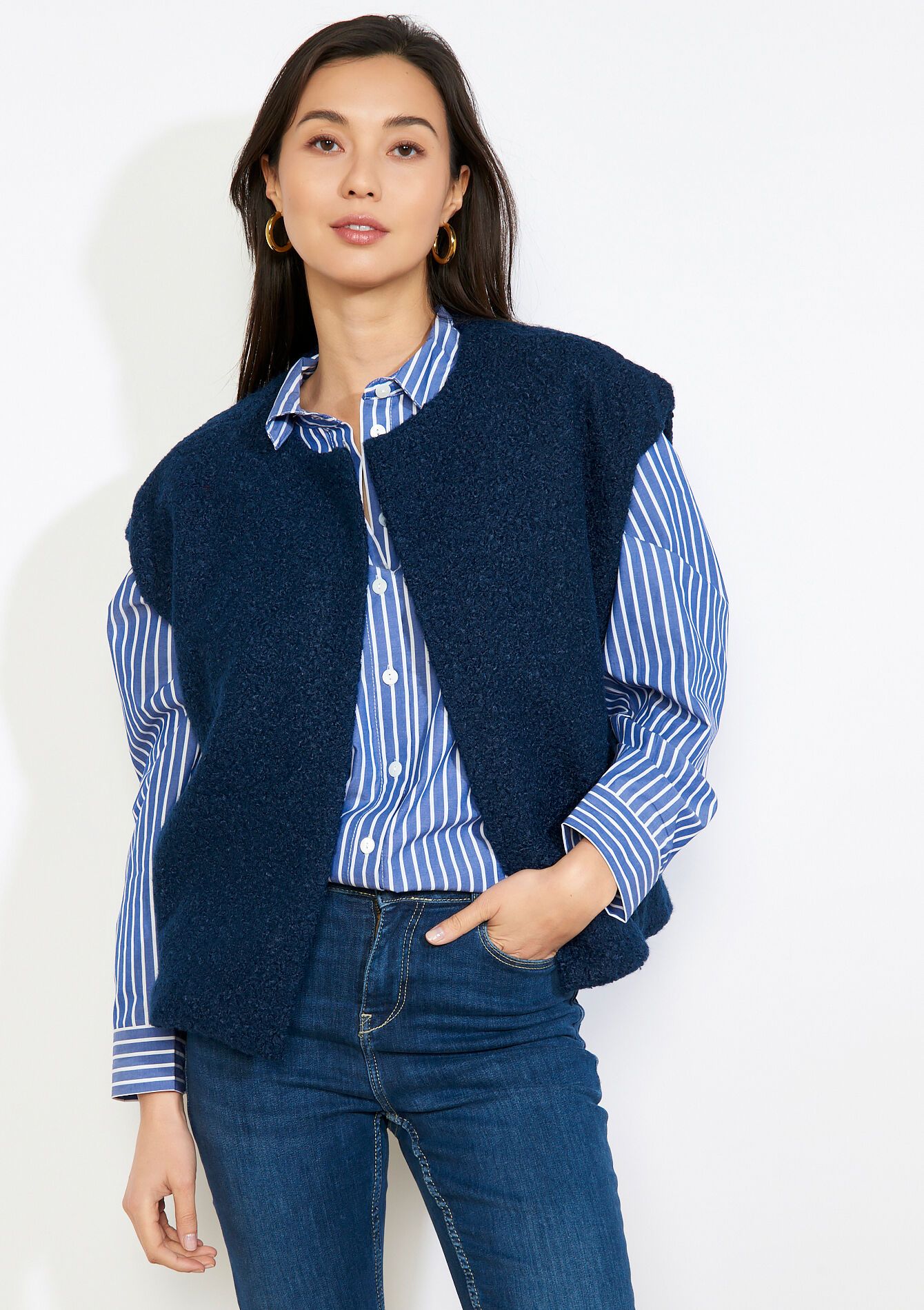 Mouwloos vest met structuur