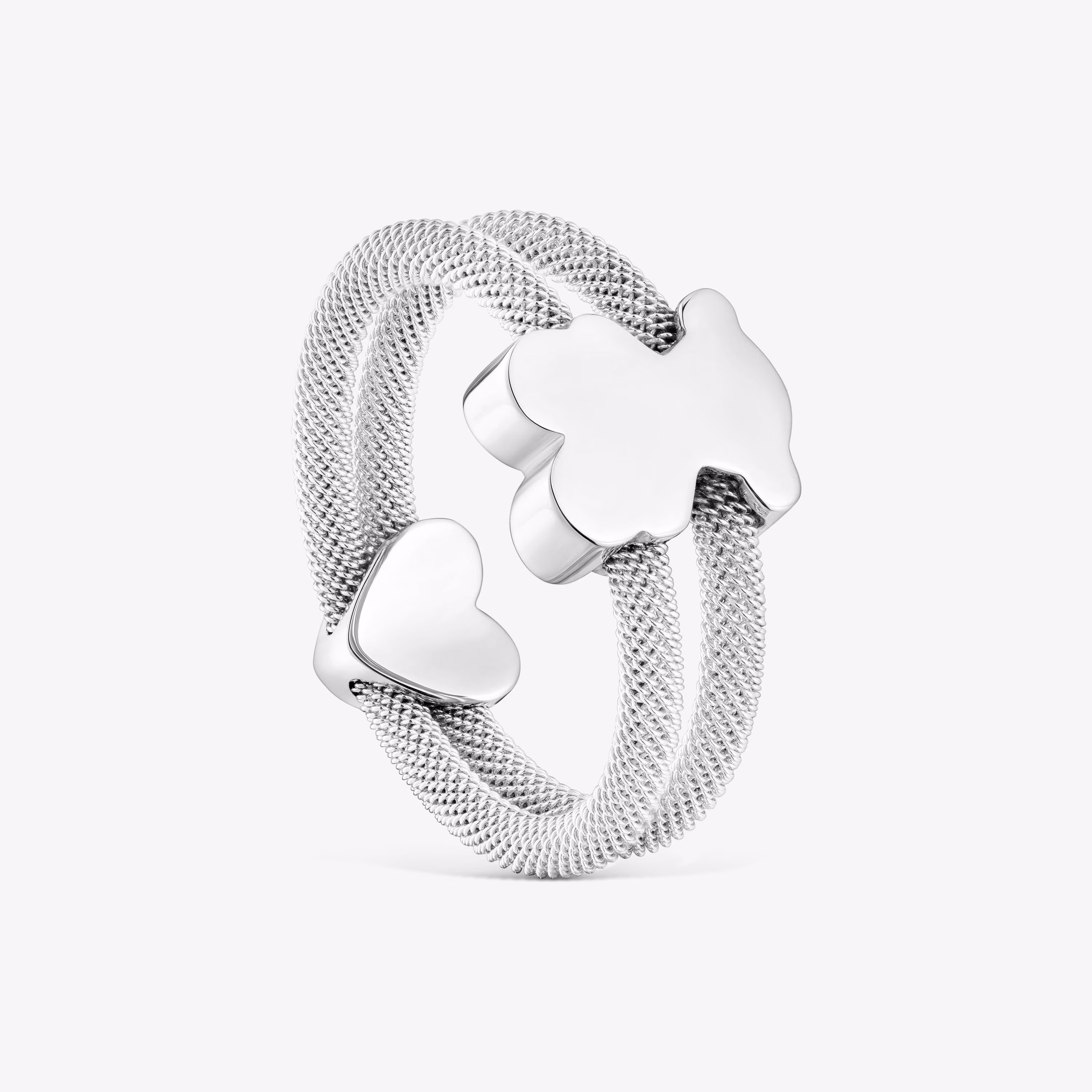 Anillo doble de plata Icon Mesh
