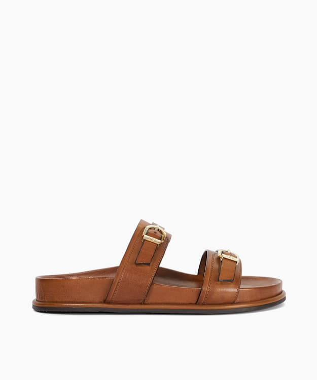 Lissons Tan - Double Strap Slip-On Sandals