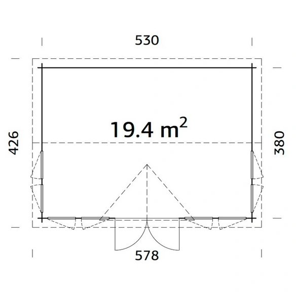 Blockbohlenhaus »Claudia«, Holz, BxHxT: 574 x 363 x 380 cm (Außenmaße inkl. Dachüberstand)