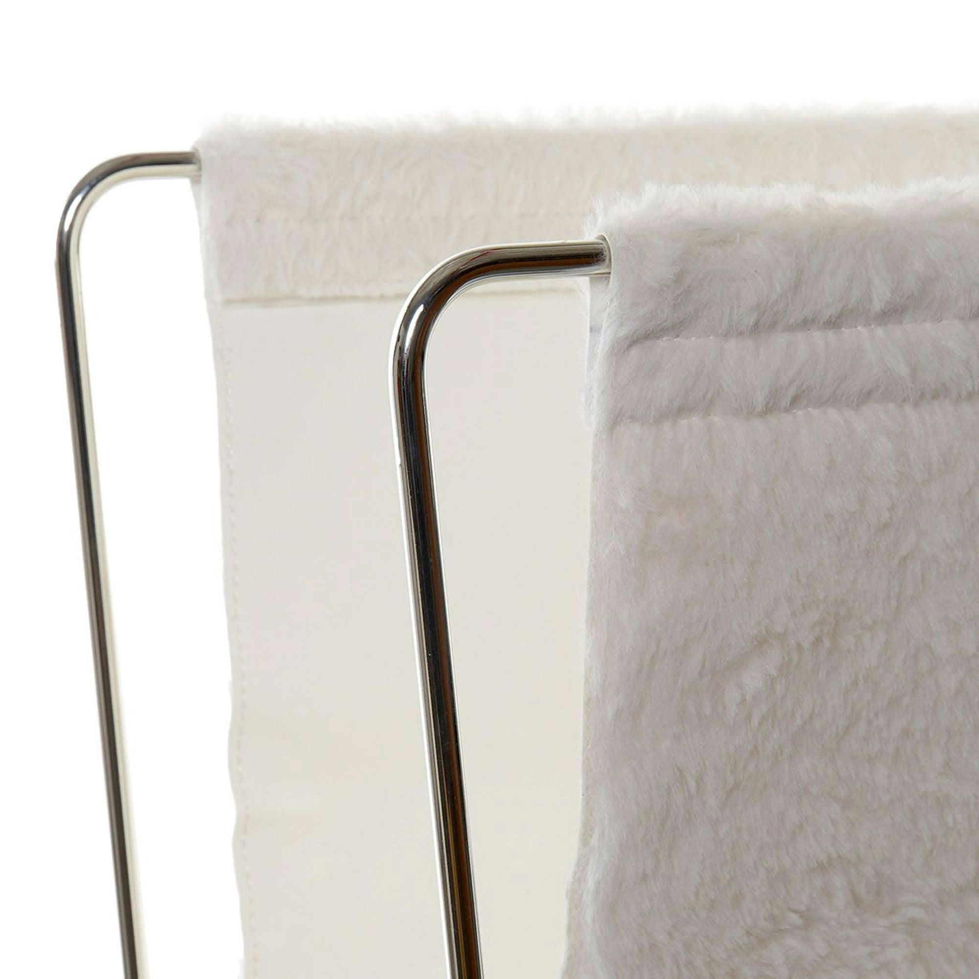 - Porte revues en métal chromé et tissu velours blanc