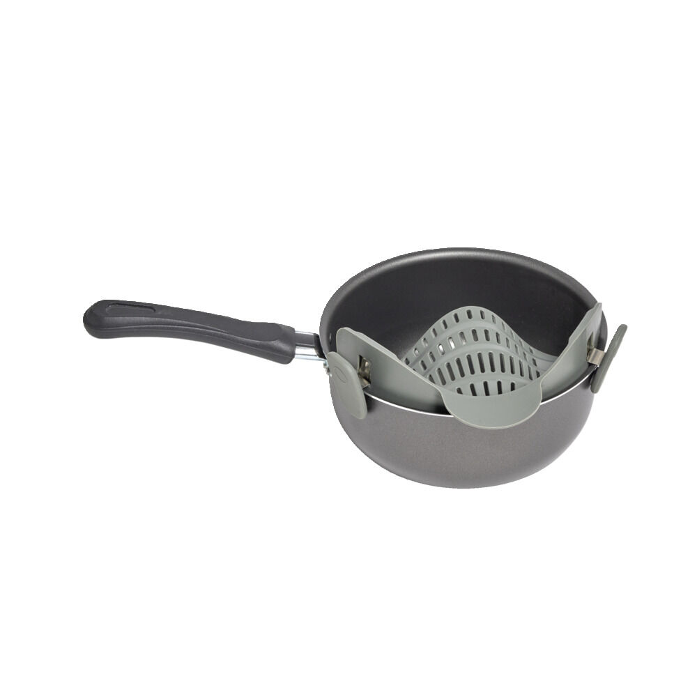 Passoire casserole à clips silicone gris