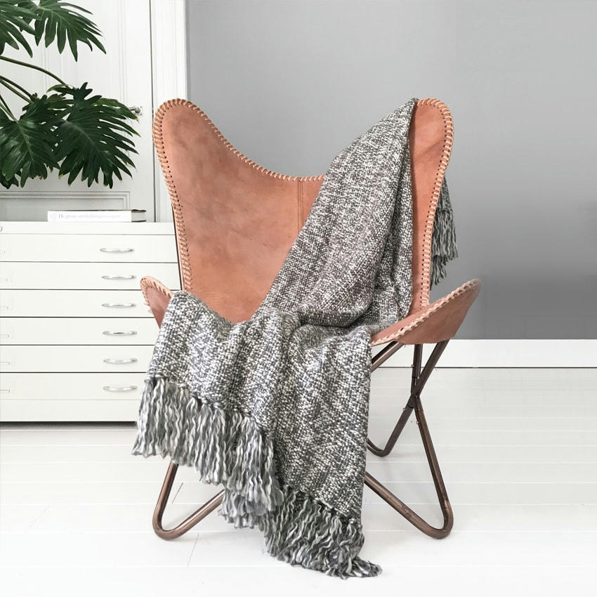 MARBLE - Plaid gris 125x150