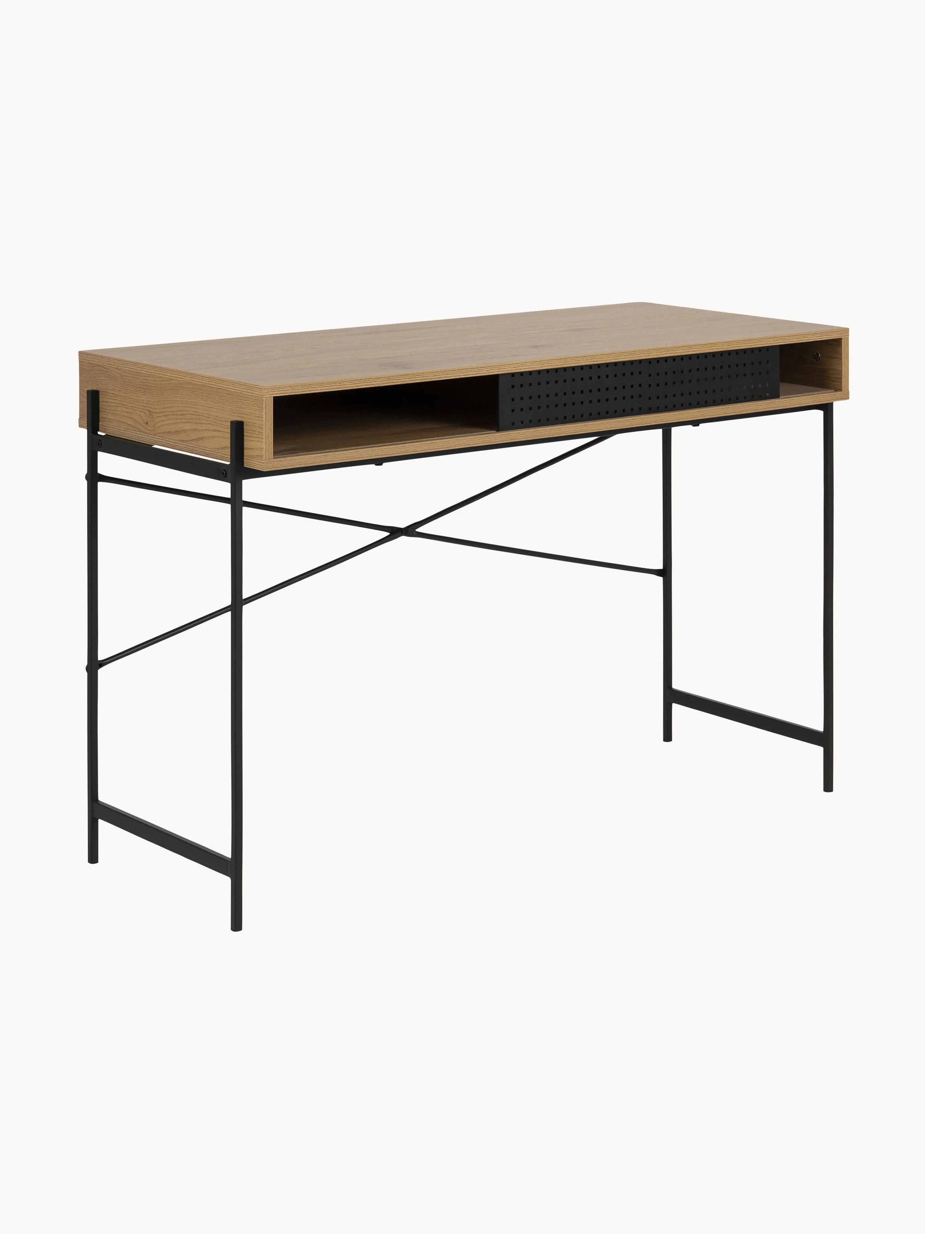 Schmaler Schreibtisch Angus mit Stauraum
