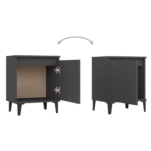 NNEVL Bed Cabinets with Metal Legs 2 pcs Grey 40x30x50 cm